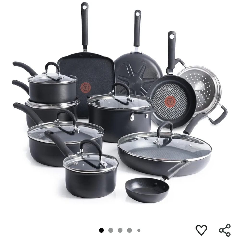 TFAL 17 PIECE COOKWARE SET - Missing Large Skillet & Lid